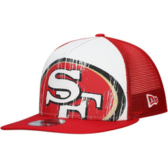 New Era San Francisco 49ers Distressed 9FIFTY A-Frame Snapback Hat - White/Scarlet online