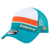 Miami Dolphins New Era Color-Block 9FORTY A-Frame Trucker Adjustable Hat - White/Aqua on sale