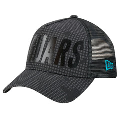Jacksonville Jaguars New Era Midnight Ink Tonal Text A-Frame Trucker 9FORTY Adjustable Hat - Black for sale