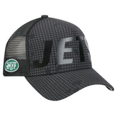 New York Jets New Era Throwback Midnight Ink Tonal Text A-Frame Trucker 9FORTY Adjustable Hat - Black online
