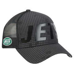 New York Jets New Era Throwback Midnight Ink Tonal Text A-Frame Trucker 9FORTY Adjustable Hat - Black online