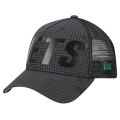 New York Jets New Era Throwback Midnight Ink Tonal Text A-Frame Trucker 9FORTY Adjustable Hat - Black online