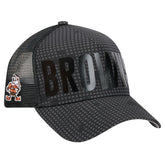 Cleveland Browns New Era Throwback Midnight Ink Tonal Text A-Frame Trucker 9FORTY Adjustable Hat - Black for sale