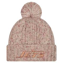 New York Jets New Era Women's Trendy Tone Cuffed Knit Hat with Pom - Stone sale