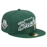 Milwaukee Bucks Sport Night Script Sided 59FIFTY Fitted Hat - Hunter Green | New Era discount