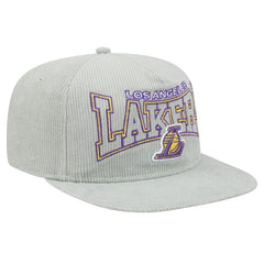Los Angeles Lakers Throwback Corduroy Golfer Snapback Hat - Gray | New Era online