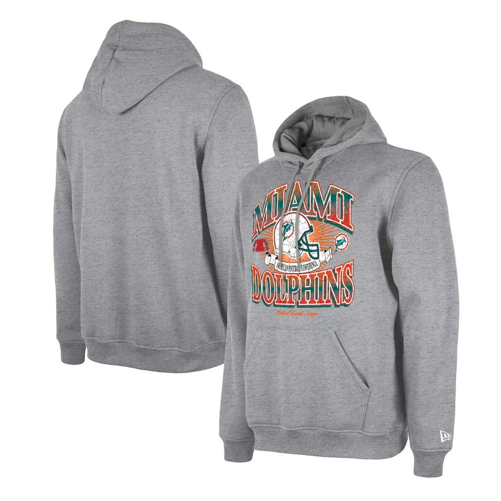 Miami Dolphins New Era Retro Pullover Hoodie - Heather Gray discount