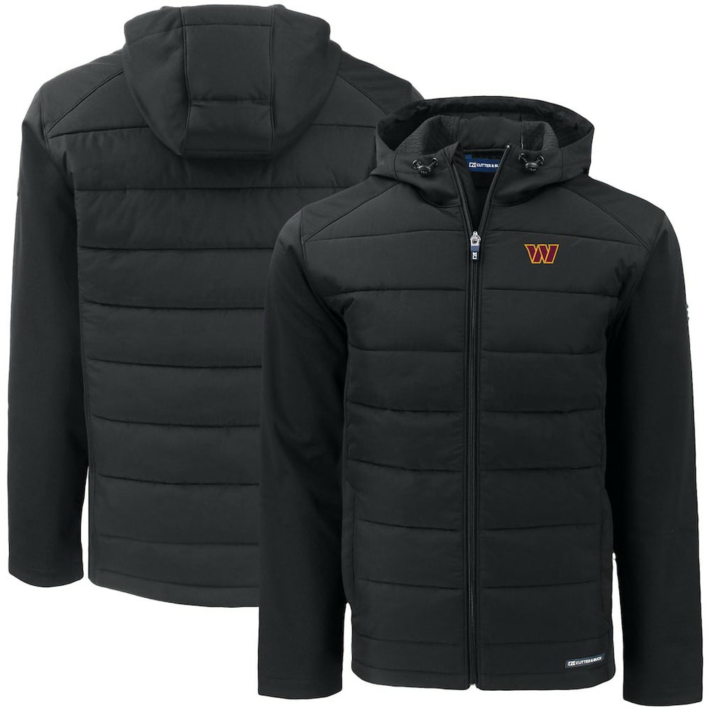 Washington Commanders Cutter & Buck Big & Tall Evoke Hybrid Eco Softshell Recycled Full-Zip Hooded Jacket - Black online