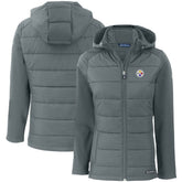 Pittsburgh Steelers Cutter & Buck Women's Evoke PrimaLoft Hybrid Eco Softshell Recycled Full-Zip Hooded Jacket - Gray outlet