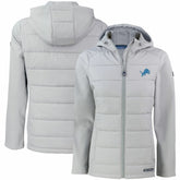 Detroit Lions Cutter & Buck Women's Evoke PrimaLoft Hybrid Eco Softshell Recycled Full-Zip Hooded Jacket - Gray discount