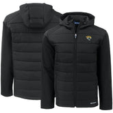 Jacksonville Jaguars Cutter & Buck Evoke PrimaLoft Hybrid Eco Softshell Recycled Full-Zip Hooded Jacket - Black for sale