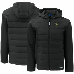 Green Bay Packers Cutter & Buck Evoke PrimaLoft Hybrid Eco Softshell Recycled Full-Zip Hooded Jacket - Black discount