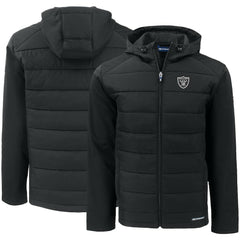 Las Vegas Raiders Cutter & Buck Evoke PrimaLoft Hybrid Eco Softshell Recycled Full-Zip Hooded Jacket - Black on sale