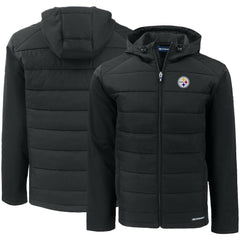 Pittsburgh Steelers Cutter & Buck Evoke PrimaLoft Hybrid Eco Softshell Recycled Full-Zip Hooded Jacket - Black cheap