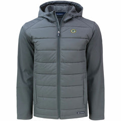 Green Bay Packers Cutter & Buck Evoke PrimaLoft Hybrid Eco Softshell Recycled Full-Zip Hooded Jacket - Gray sale