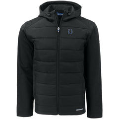 Indianapolis Colts Cutter & Buck Evoke PrimaLoft Hybrid Eco Softshell Recycled Full-Zip Hooded Jacket - Black on sale