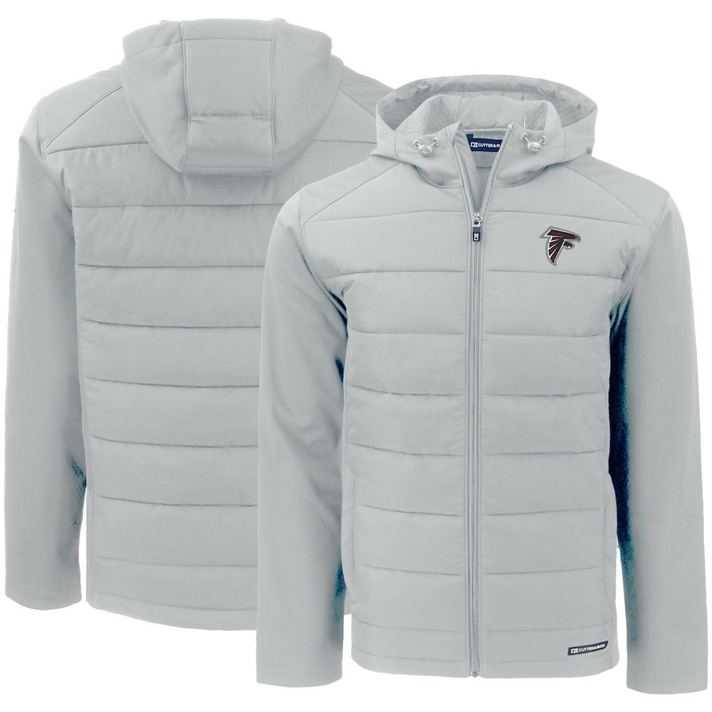 Atlanta Falcons Cutter & Buck Evoke PrimaLoft Hybrid Eco Softshell Recycled Full-Zip Hooded Jacket - Gray sale
