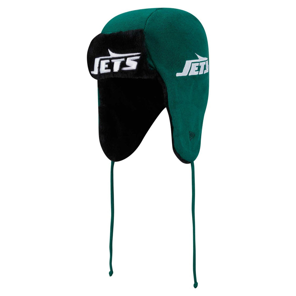 New York Jets New Era Helmet Head Trapper Knit Hat - Green on sale