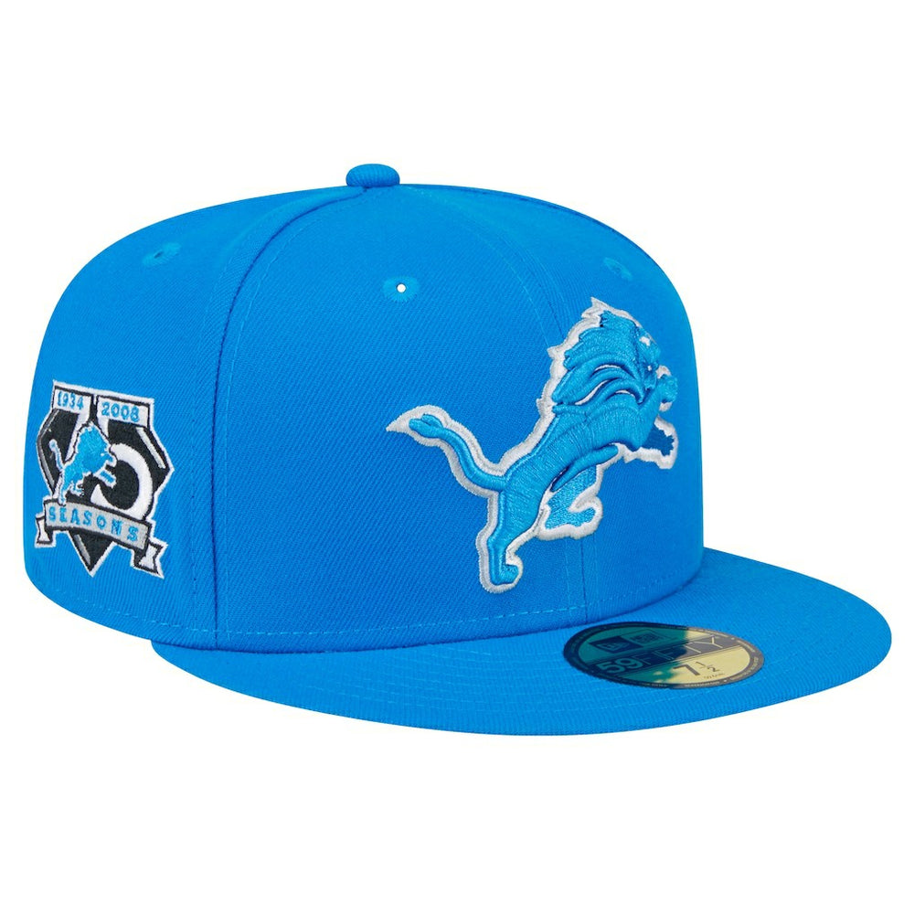Detroit Lions New Era Main Side Patch 59FIFTY Fitted Hat - Blue outlet