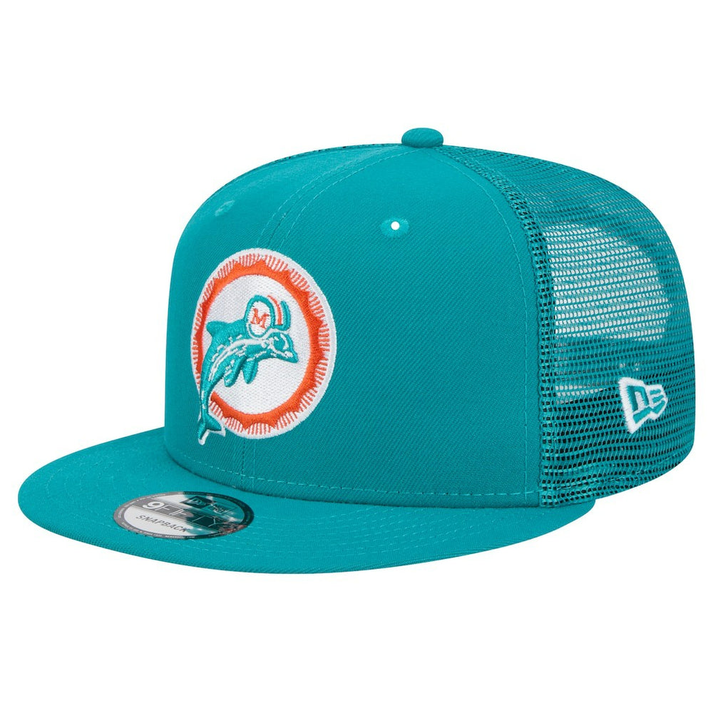 Miami Dolphins New Era Throwback Main Trucker 9FIFTY Snapback Hat - Aqua outlet