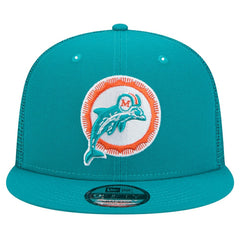 Miami Dolphins New Era Throwback Main Trucker 9FIFTY Snapback Hat - Aqua outlet
