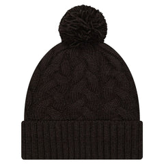 Cincinnati Bengals New Era Girls Youth Cabled Cuffed Knit Hat with Pom - Black for sale