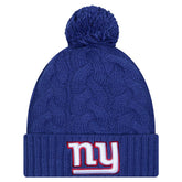 New York Giants New Era Girls Youth Cabled Cuffed Knit Hat with Pom - Royal online