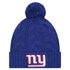 New York Giants New Era Girls Youth Cabled Cuffed Knit Hat with Pom - Royal online