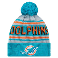 Miami Dolphins New Era Youth Main Cuffed Knit Hat with Pom - Aqua discount