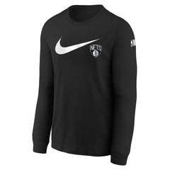 Brooklyn Nets Youth Swoosh Long Sleeve T-Shirt - Black | Nike discount
