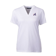 Atlanta Braves Cutter & Buck Women's City Connect DryTec Forge Stretch V-Neck Blade Top - White
