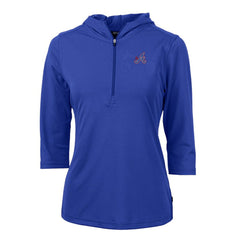 Atlanta Braves Cutter & Buck Women's City Connect Virtue Eco Pique Half-Zip 3/4 Sleeve Pullover Hoodie - Blue