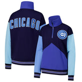 Chicago Cubs Terez Women's Classic Colorblock Quarter-Zip Sweatshirt - Navy/Blue