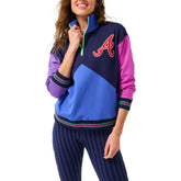 Atlanta Braves Terez Women's Classic Colorblock Quarter-Zip Sweatshirt - Navy/Blue