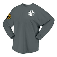 Boston Bruins Fanatics Women's 100th Anniversary Spirit Jersey T-Shirt Gray
