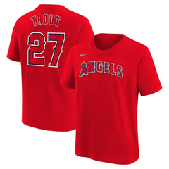 Mike Trout Los Angeles Angels Youth Name & Number T-Shirt - Red | Nike