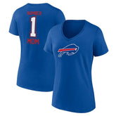 Buffalo Bills Women's Plus Size Mother's Day #1 Mom V-Neck T-Shirt - Royal discount