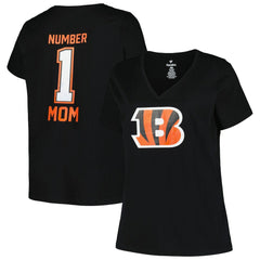 Cincinnati Bengals Women's Plus Size Mother's Day #1 Mom V-Neck T-Shirt - Black discount