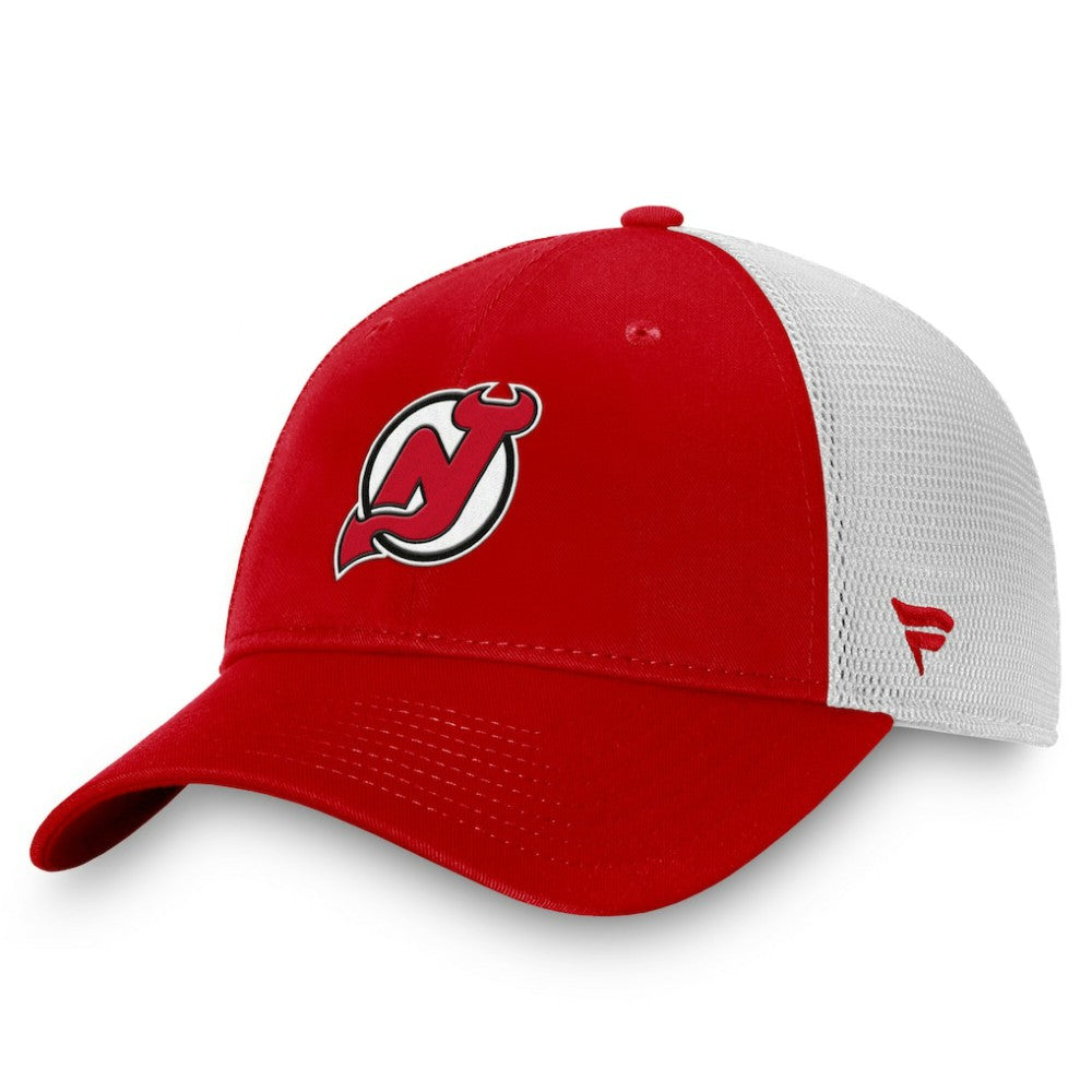 New Jersey Devils Fanatics Core Primary Logo Trucker Adjustable Hat Red/White