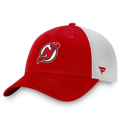 New Jersey Devils Fanatics Core Primary Logo Trucker Adjustable Hat Red/White