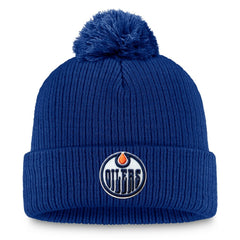 Edmonton Oilers Fanatics Primary Logo Cuffed Knit Hat with Pom Royal