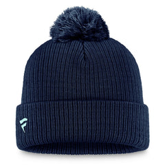 Seattle Kraken Fanatics Primary Logo Cuffed Knit Hat with Pom Deep Sea Blue