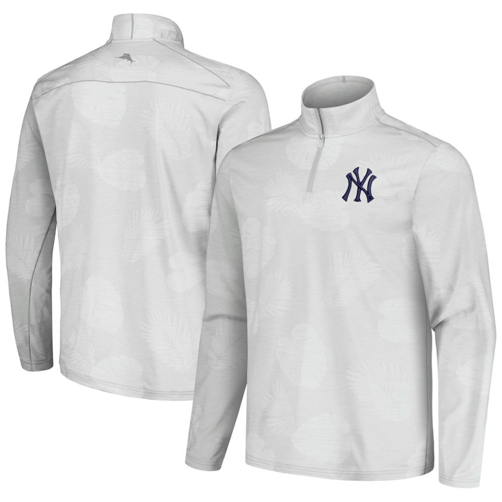 New York Yankees Tommy Bahama Delray Frond IslandZone Half-Zip Jacket - Gray