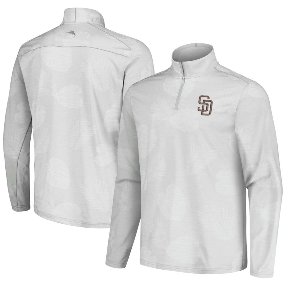San Diego Padres Tommy Bahama Delray Frond IslandZone Half-Zip Jacket - Gray