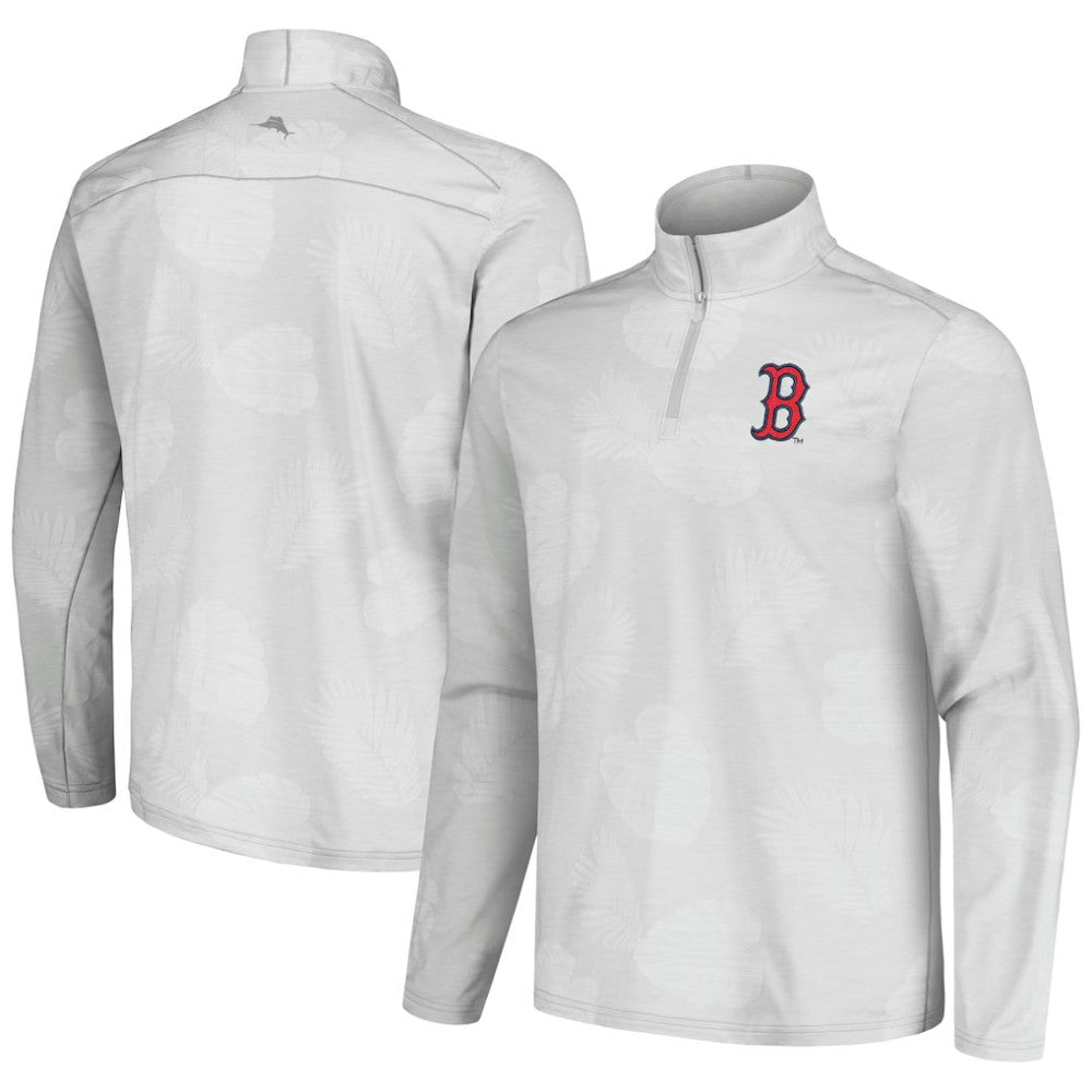 Boston Red Sox Tommy Bahama Delray Frond IslandZone Half-Zip Jacket - Gray