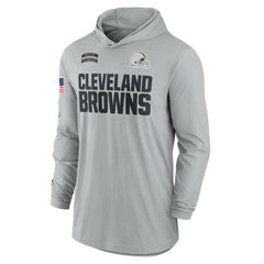 Cleveland Browns 2024 Salute to Service Lightweight Dri-FIT Long Sleeve Hoodie T-Shirt - Gray | Nike for sale