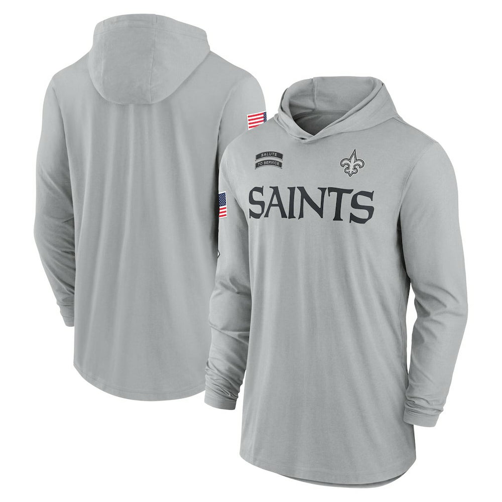 New Orleans Saints 2024 Salute to Service Lightweight Dri-FIT Long Sleeve Hoodie T-Shirt - Gray | Nike discount