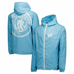 Manchester City Home Match Hoodie Full-Zip Windbreaker Jacket - Light Blue for sale