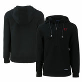 Cincinnati Reds Cutter & Buck City Connect Roam Eco Recycled Half-Zip Pullover Hoodie - Black