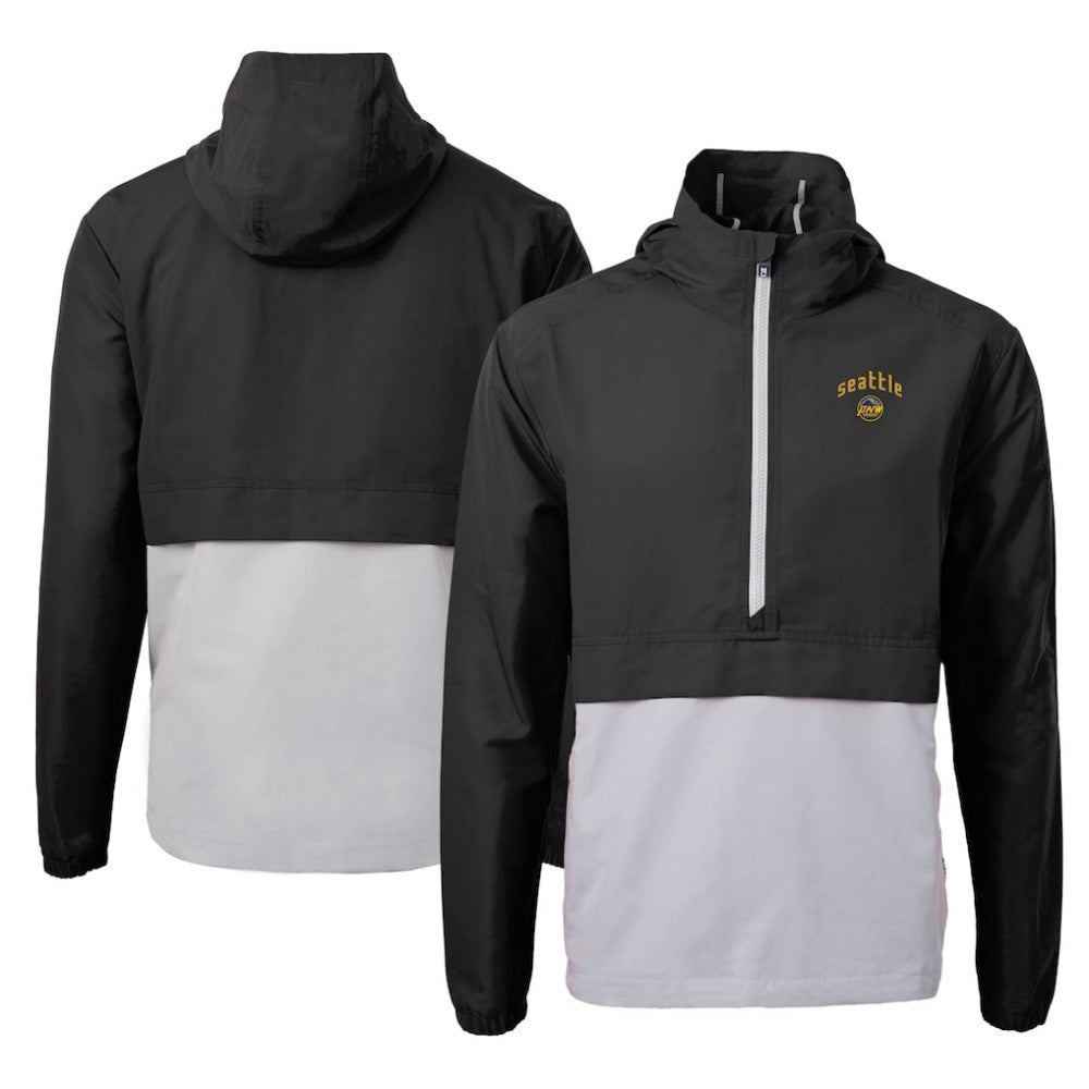 Seattle Mariners Cutter & Buck City Connect Charter Eco Recycled Half-Zip Anorak Jacket - Black/Gray